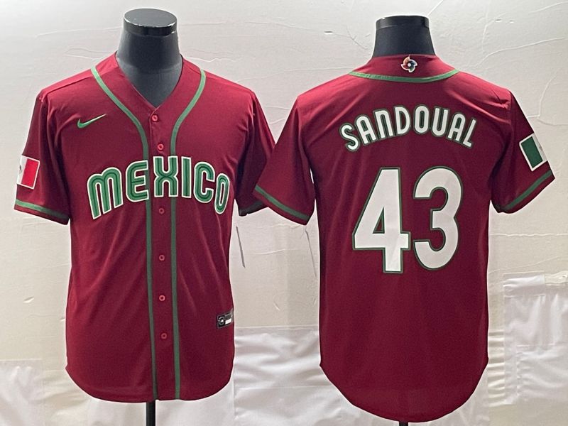 Men 2023 World Cub Mexico 43 Sandoual Red Nike MLB Jersey8